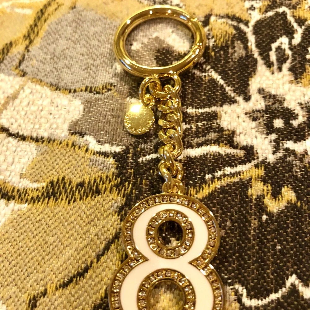 Not for Sale un bundle MICHAEL KORS Keychain - Bag Charm LUCKY 8 in White Enamel